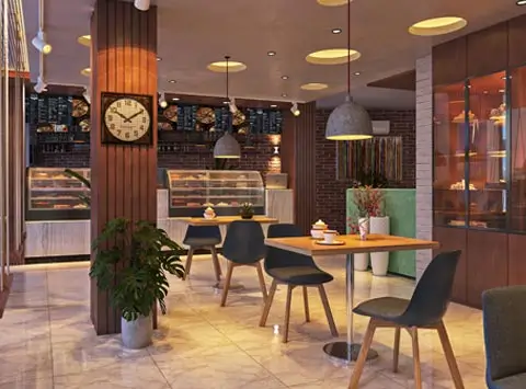 Cake shop lighting and ceiling design