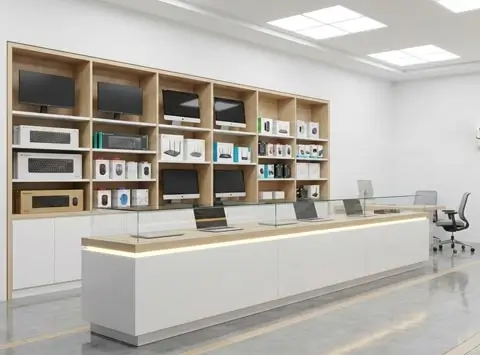 Computer shop display counter & wall unit design