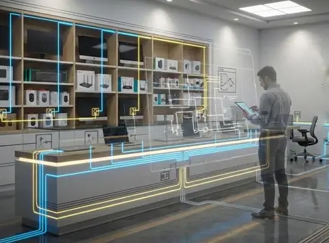 Computer shop electrical & cable management planning