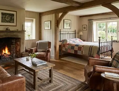 Cottage living and bedroom interiors